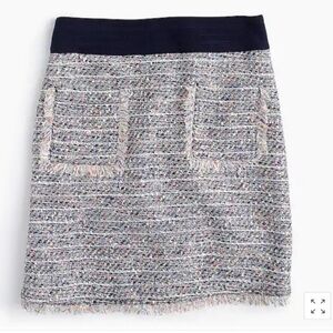NWT J. Crew size 14 Multicolored Tweed Skirt Fringe A-Line Preppy E7383